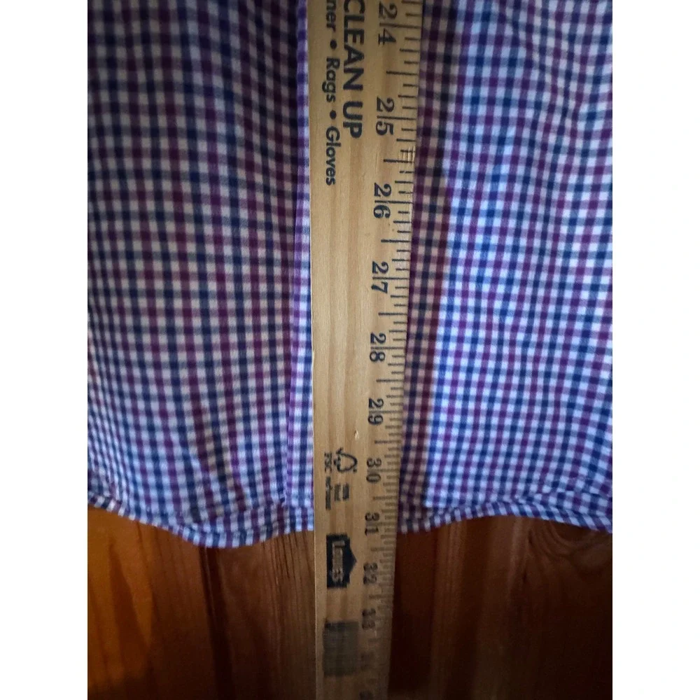 Mizzen+Main Leeward Mens Large Trim Fit Gingham Performance Dress Shirt L-10007